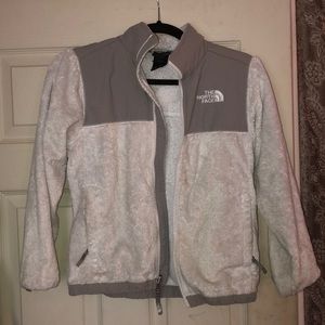 Medium girls white north-face zip front  jacket